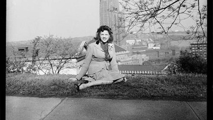 Charles A "Little Teenie" Harris thinks his father's favorite image in the show would be that of his second wife, Elsa Lee Elliott Harris, sitting on a grassy hill with the Cathedral of Learning behind her, circa 1940-50.