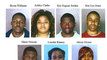 This combo of photos released by the Allegheny County police shows seven Pittsburgh-area ACORN workers charged with forgery. Those charged are, from top left, Bryan Williams, 22, of McKeesport, Pa.; Pittsburgh residents Ashley Clarke, 21; Eric Jordan, 19; Eric Jones, 20; and Mario Grisom, 28; Latasha Kinney, 27, of New Kensington,; and Alexis Givner, 23, of West Mifflin.
