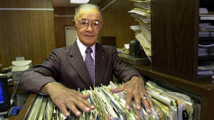 Robert R. Lavelle, shown in a 2000 photo, rescued the bank from failure in 1957. He helped build its capital reserves over the years by taking only a modest salary, which reached a maximum of $15,000. The 93-year-old former CEO now serves on the board of directors.