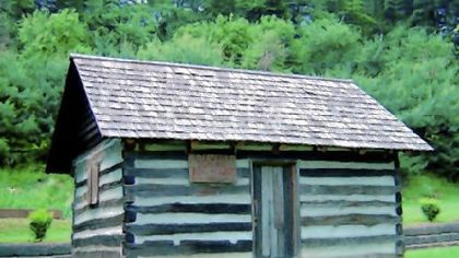 The Schlag log house, built about 1800, was moved from the family's farm on Sangree Road to Evergreen Park in 2002.