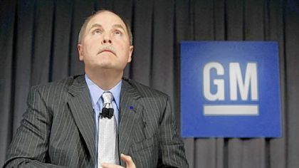 GM President and CEO Fritz Henderson listens to a conference call regarding the company's viability plan in Detroit yesterday.