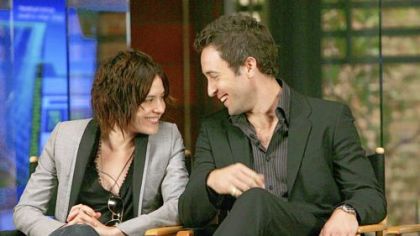 Stars Kate Moennig and Alex O'Loughlin during a press conference with television critics.