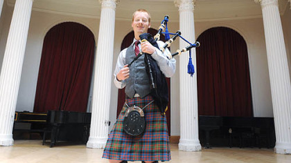 CMU senior and bagpipe major Nick Hudson -- "Some people think it's cool, some people think it's crazy, but everyone has a reaction, that's for sure."