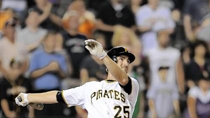 Former Pirate Adam LaRoche makes the last out of the game in a loss to the Indians in June.