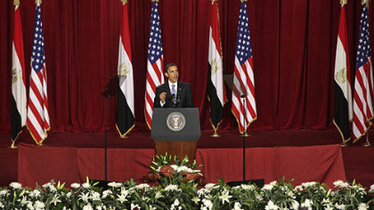 U.S. President Barack Obama speaks at the Cairo University in Cairo, Egypt yesterday.
