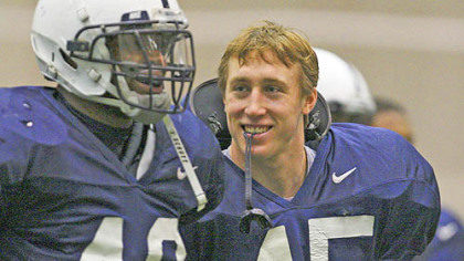 Penn State's Sean Lee, right, with Maurice Evans during a football practice at State College in March of 2008.
