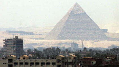 The the crowded environment around the famous great pyramid of Giza which are surrounded by hundreds of hawkers.  Travelers to Egypt will soon be able to explore the inner chambers of the 4,500-year-old "bent" pyramid, known for its oddly shaped profile, and other nearby ancient tombs.