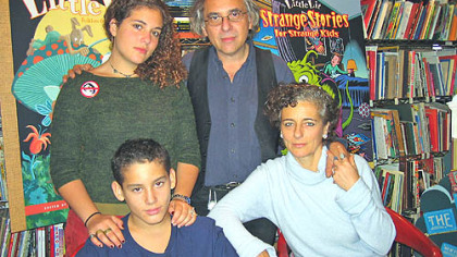 Francoise Mouly, right front, and husband Art Spiegelman created a line of hard-cover comic books for beginning readers last year. Also pictured are the couple's daughter, Nadja, and son, Dash, who was the inspiration for the series.