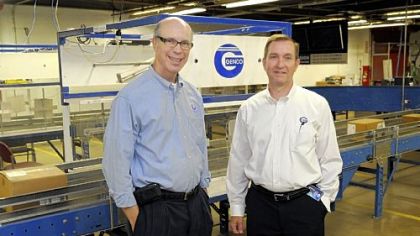 Herb Shear, left, principal owner of Genco, and Thomas M. Perry II, president of Genco Reverse Logistics, at their Blawnox facilities.