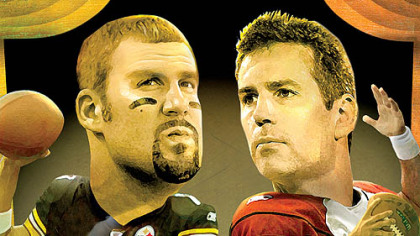 The two quarterbacks: Ben Roethlisberger and Kurt Warner
