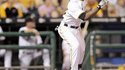 Andrew McCutchen watches his third home run of the game in the sixth inning against the Nationals last night at PNC Park.
