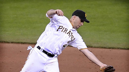 Pirates shortstop Jack Wilson loses the ball as the Indians' Ben Francisco slides under the would-be tag, June 25, 2009.