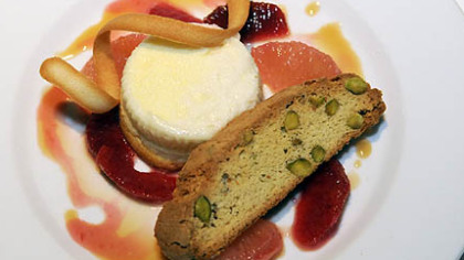 Mio also offers lemon pudding citrus salad (pink grapefruit and blood orange) with pistachio biscotti and citrus caramel sauce.