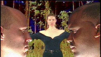 A still from "Spanglish," one of 10 works in the retrospective exhibition "Andres Tapia-Urzua: Video Works 1990-2009" at the Pittsburgh Center for the Arts.