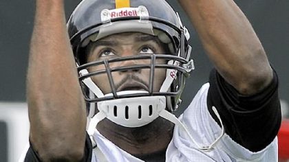 Limas Sweed makes catch during minicamp at the Steelers UPMC South Side facility in May.