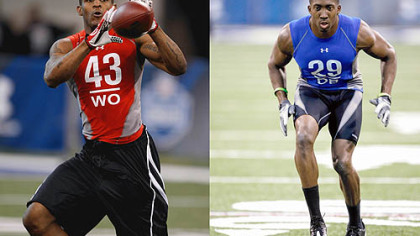 Cornerback Keenan Lewis, right, covered Mike Wallace, left, in practice at O. Perry Walker High School. Receiver Mike Wallace, left, was high school teammates with Keenan Lewis, right, in New Orleans.