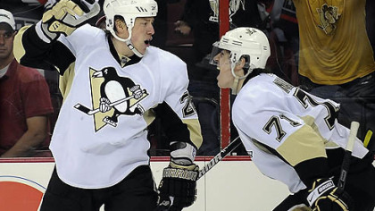 Penguins left winger Ruslan Fedotenko, left, has 10 points on five goals and five assists in the 2009 NHL playoffs.