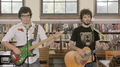 Jemaine Clement, left, and Bret McKenzie work small-time gigs in the HBO comedy "Flight of the Conchords.