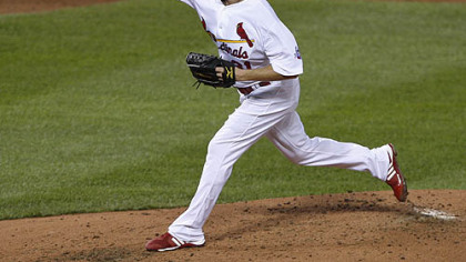 Ryan Franklin of the Cardinals pitches during the third inning.