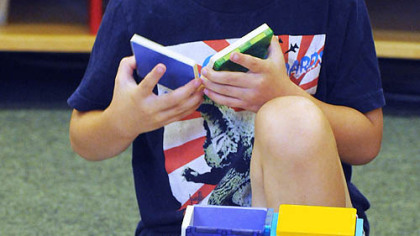 Sean Folan, 4, works with magnetic tiles at the Shady Lane School.
