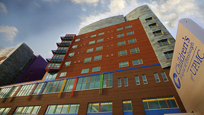 A view of the front of the new Children's Hospital in Lawrenceville.