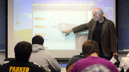 Ken LaSota, associate professor of mathematics and science at Robert Morris University, teachers Geology 1090, a course on stars, planets and the cosmos for nonmajors.