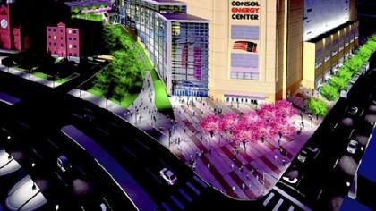 Artist's drawings show what the Consol Energy Center will look like from the outside.
