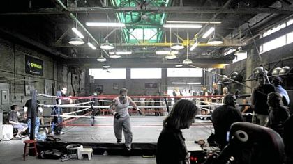 Production of the film "Warrior" has turned this room in the Gage Building in the Strip District into a gym. In the film, Nick Nolte plays a retired steelworker and one-time boxer who trains his son, played by Tom Hardy, to compete in a mixed martial arts tournament.