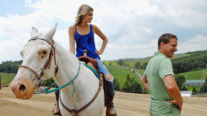 Dave Palone isn't the only horseman in the family. Daughter Hannah, 14, is up on Blue, her barrel racing horse. The family just built a horse ring on their Chartiers Township farm in Washington County.