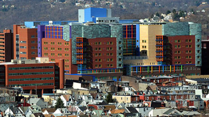 A view of the new Children's Hospital in Lawrenceville from a Hill District overlook.