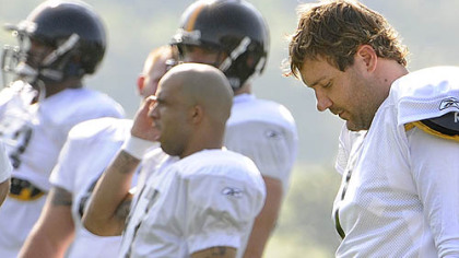 Quarterback Ben Roethlisberger during practice Saturday morning at St. Vincent College in Latrobe.