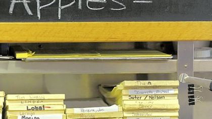 The market uses ledgers to keep track of customers tabs, which are paid  monthly. Steeler Cheese is a creation of co-owner John Prodan's mother.