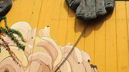 A poem by Sophie Klahr, "Quakes, Revolutions," can be seen outside James Simon's studio, Uptown, as part of the www.isReads.com project.