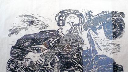 "Ravi Shankar" is exhibited in "Matsubara: Illuminations" at the Chatham University Gallery.