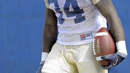 Pitt's Ray Graham celebrates after scoring a touchdown in a scrimmage Saturday. Graham's play in camp has pushed him to the forefront of the Panthers' backfield.