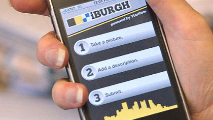 The "iBurgh" application for the iPhone lets citizens send complaints to the city.
