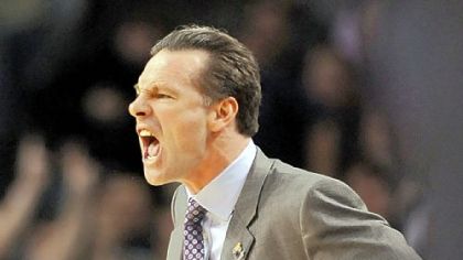 Jamie Dixon barks instructions in the first half last night in Boston. Pitt's Final Four drought goes on for at least another year.