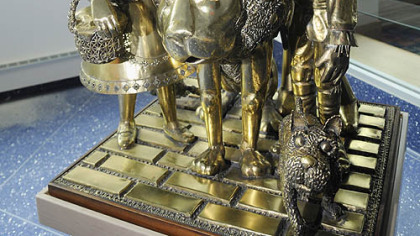 A sculpture of the characters from the Wizard of Oz, one of roughly 1,500 pieces of art at Children's Hospital of Pittsburgh of UPMC.