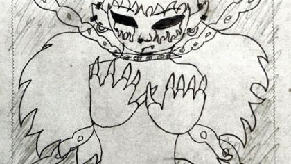 Drawing by an adolescent in the OCD program at Western Psychiatric Institute & Clinic. Patients are encouraged to draw pictures of their OCD as a way of externalizing it.