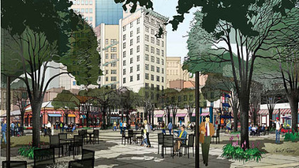 This sketch shows how Market Square might look under a $5 million plan unveiled Tuesday by Pittsburgh Mayor Luke Ravenstahl and the Pittsburgh Downtown Partnership.