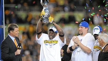 Santonio Holmes, Ben Roethlisberger, Mike Tomlin and Dan Rooney hope to hoist the Steelers' seventh Lombardi Trophy in February.