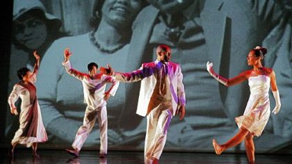 From left: Tiffany Quinn, Jule Lane, Keon Thoulouis, Clarice Young of the Ronald K. Brown/Evidence Dance Company in a New York City performance of "One Shot" in 2008.
