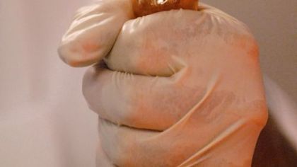 Pastry chef David Watson compares the process of molding the heated sugar to blowing glass.