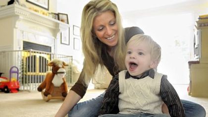 Cindy Gradowski with her son, Ethan, 2, at home in Richland. Once in line for a priority heart transplant, Ethan's time on the Berlin pump allowed his heart to heal.