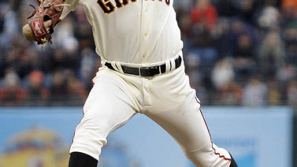 Giants pitcher Barry Zito throws against the Pirates during the first inning.