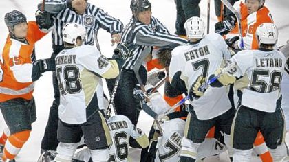 The second-period fight yesterday in Philadelphia: The turning point in the game?