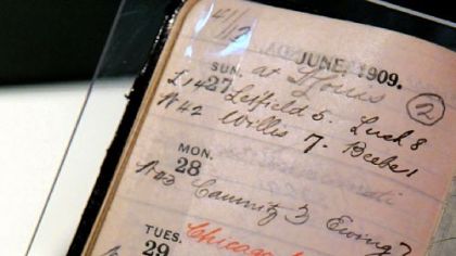The day calendar of Pirates' owner Barney Dreyfuss noting the opening of Forbes Field on June 30, 1909.