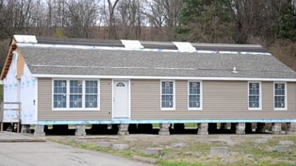 This house being built by students at A. W. Beattie Career Center in McCandless has been bought by the Boy Scouts and will be moved when it is complete.