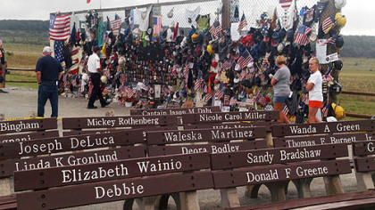 The temporary memorial for the victims of Flight 93 in Somerset contains 35,000 tributes left by visitors.