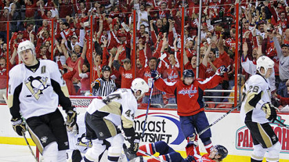 Penguins center Evgeni Malkin, left, had just two shots on Capitals goalie Simeon Varlamov and was on the ice for both of Washington's even-strength goals.
